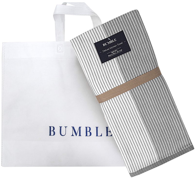 Bumble Towels Premium Kitchen Towels (20â€x 28â€, 6 Pack) | Large Cotton Dish Towels | Flat & Terry Highly Absorbent Kitchen Linen Set with Hanging Loop | Gray - Image 5