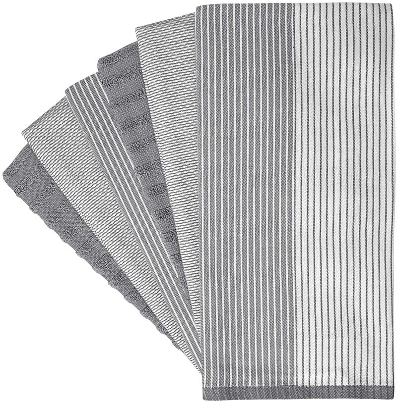 Bumble Towels Premium Kitchen Towels (20â€x 28â€, 6 Pack) | Large Cotton Dish Towels | Flat & Terry Highly Absorbent Kitchen Linen Set with Hanging Loop | Gray - Image 3
