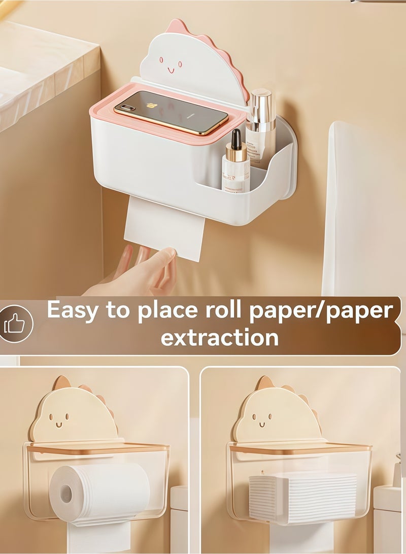 شو وو علبة مناديل حائطية، موزع مناديل لا يحتاج إلى ثقب، علبة مناديل مقلوبة، علبة مناديل بتصميم لطيف للحمام، المطبخ، غرفة المعيشة، غرفة النوم، المكتب - Image 4