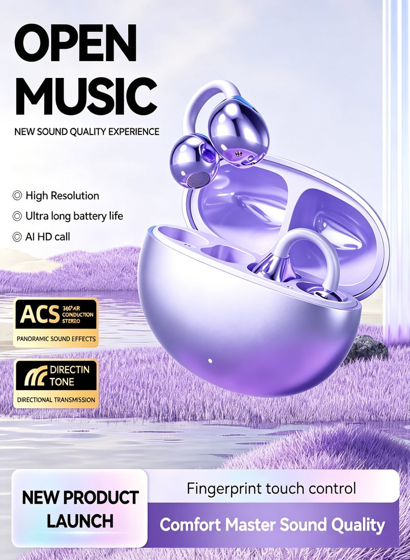 BESTPEAK Open-Ear Wireless Earbuds Headphones Bluetooth  | Mic Clear Call, 12mm Diaphragm, 72H Playtime, App & Touch Control, IPX4,  For Fitness, For iOS Android - Image 1
