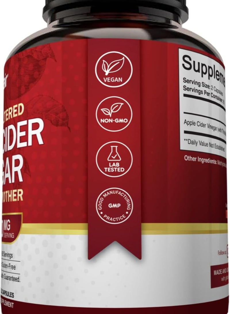 NutriFlair Apple Cider Vinegar Capsules with The Mother - 120 Vegan ACV Pills - Best Supplement for Healthy Weight Loss, Diet, Keto, Digestion, Detox, Immune -... - Image 3
