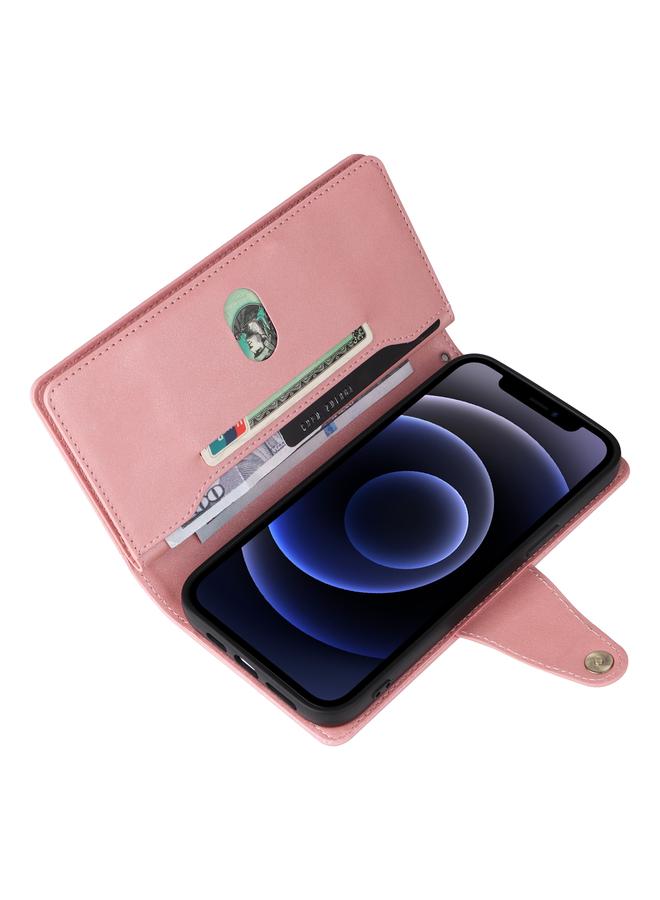 S-TOP Case For iPhone 12 Rivet Buckle 9 Cards Three Fold Leather Phone Case - Image 5