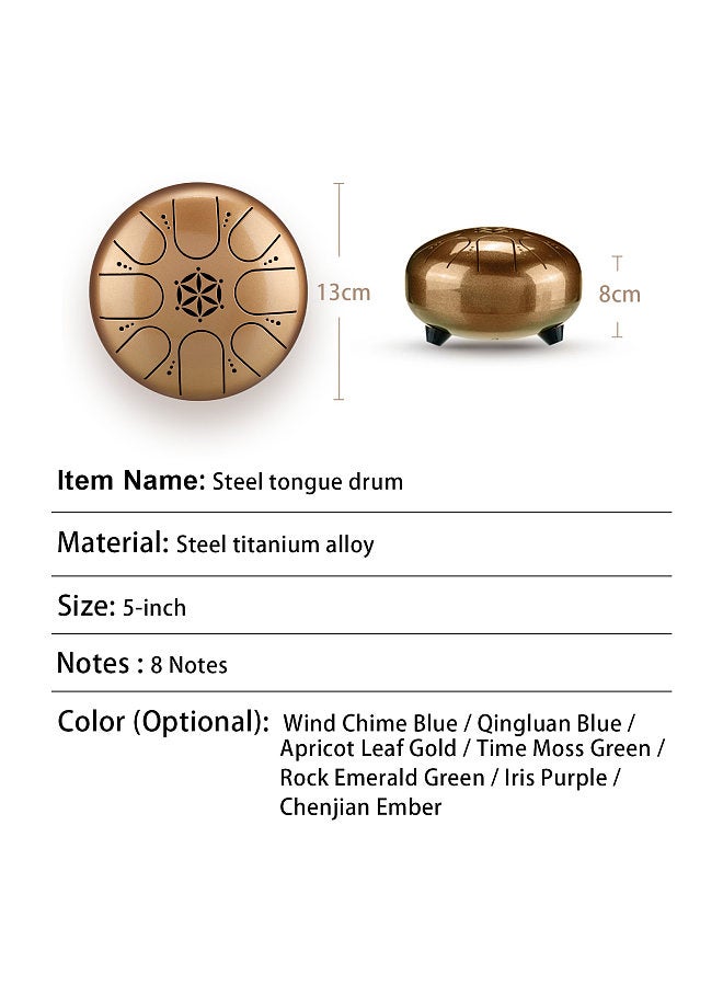 Generic 5 Inch Steel Tongue Drum 8 Notes Handpan Drum with Drum Mallet Finger Picks Percussion for Meditation Yoga - Image 4