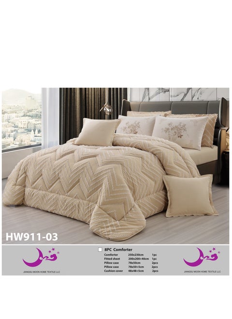 Luxury King Size Quilt Set 8 Pieces - 250x230 cm  Soft and Comfortable Design Perfect for King Size Beds
