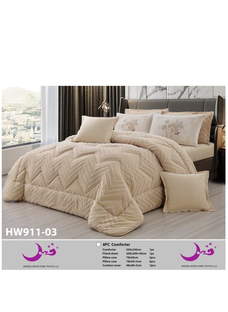 Moon - Luxury King Size Quilt Set 8 Pieces - 250x230 cm  Soft and Comfortable Design Perfect for King Size Beds - Image 1
