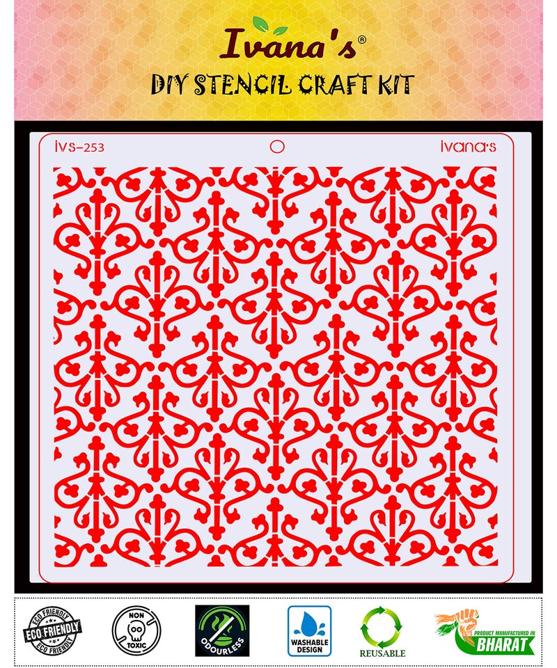 Ivana's Art & Craft Reusable Stencil for Art & Craft, DIY Decorative Stencil for Painting on Canvas, Fabric, Cloth, Paper, Glass, Furniture and Wall, Size - 6 x 6 inch, Pack of 1, IVS-253 - Image 2