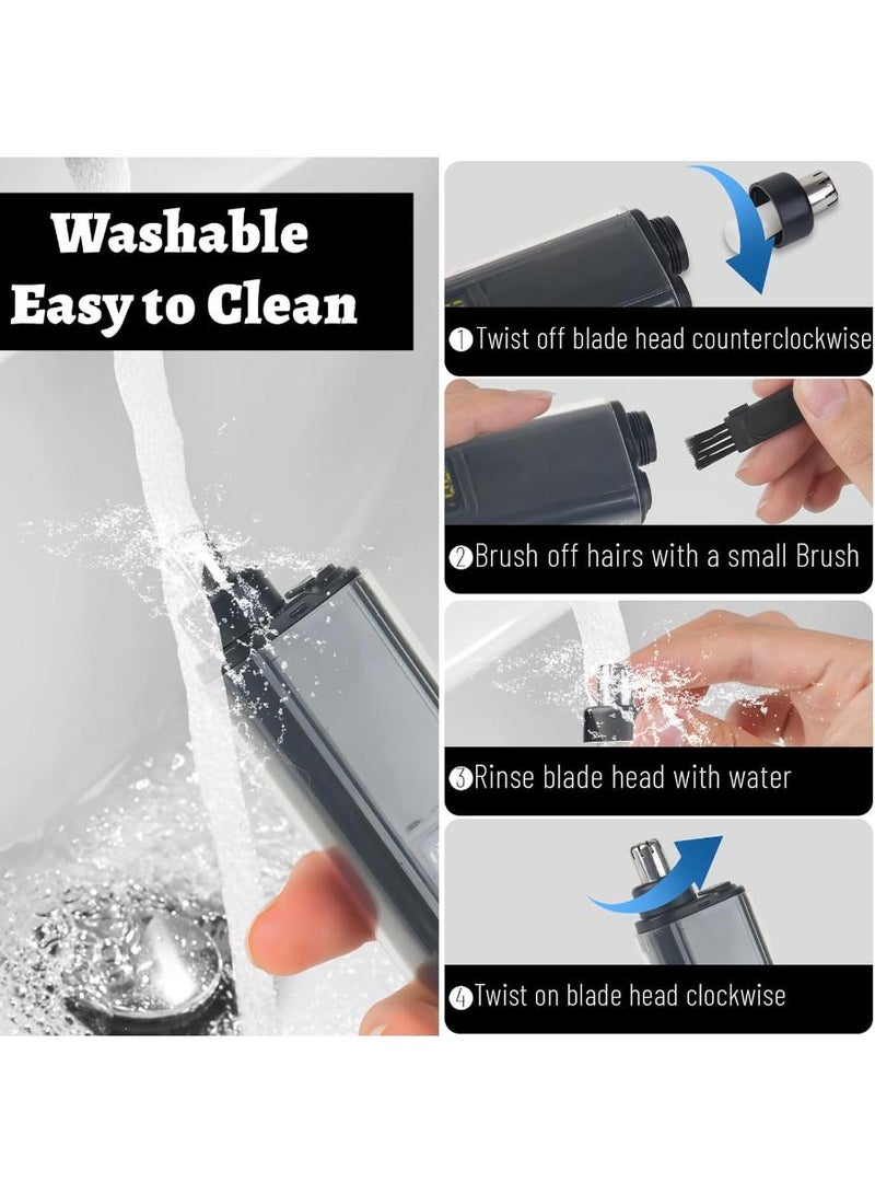 KHAJUL Nose and Ear Hair Trimmer for Men, Nose Hair Trimmer Clipper with LED Display for Women, Professional IPX7 Waterproof Dual Edge Blades Nasal Trimmer Clippers for Travel (Black) - Image 5