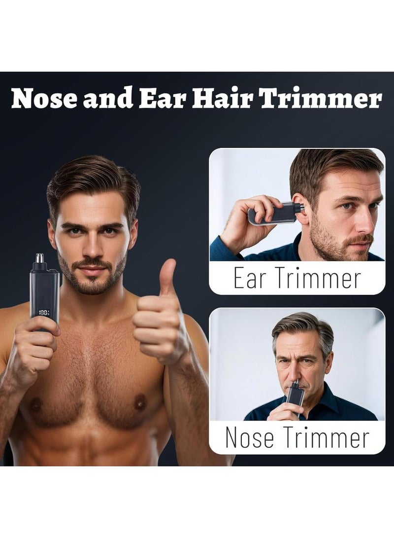 KHAJUL Nose and Ear Hair Trimmer for Men, Nose Hair Trimmer Clipper with LED Display for Women, Professional IPX7 Waterproof Dual Edge Blades Nasal Trimmer Clippers for Travel (Black) - Image 2