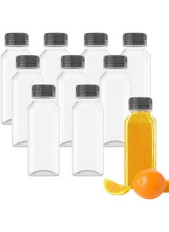 Bottle juice plastic clear with black lids - 24 pieces