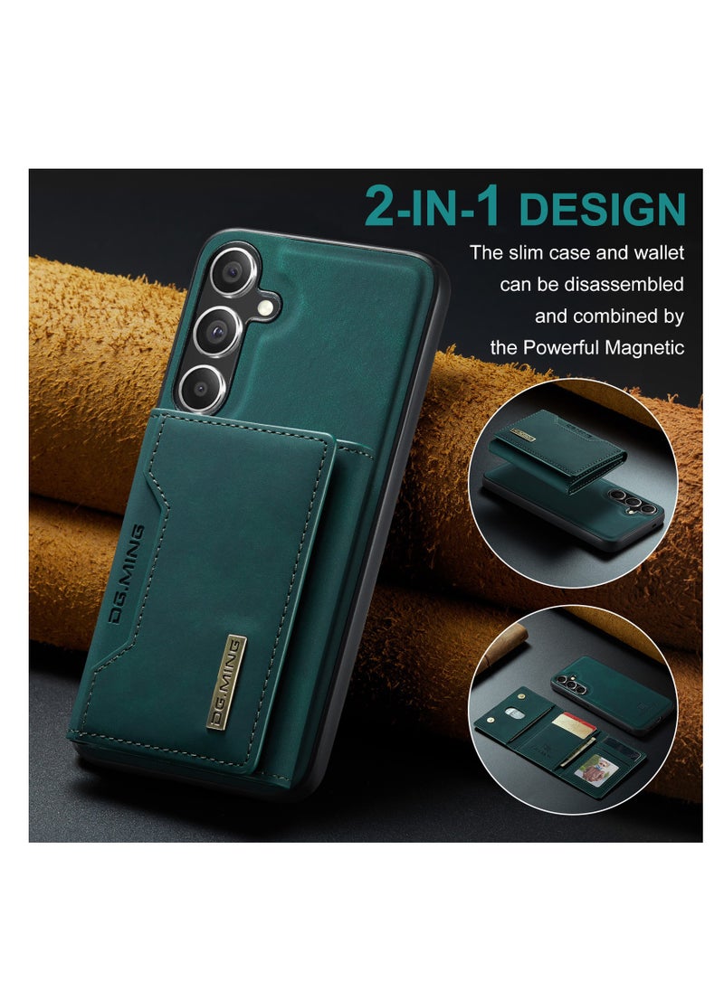 DGMING Wallet Case for Samsung Galaxy S24 Plus , DG.MING Premium Leather Phone Case Back Cover Magnetic Detachable with Trifold Wallet Card Holder Pocket for Samsung Galaxy S24 Plus (Green)  - Image 3