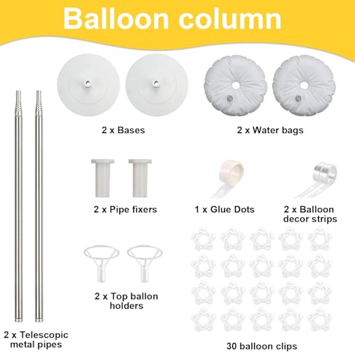 PIXHOTUL Balloon Column Kit Set of 2 2 Set Balloon Table Stands 656 Ft Reusable Metal Telescopic Balloon Tower for Birthday Wedding Holiday Party Supplies Decoration - Image 5