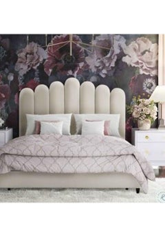 Wooden Twist Wooden Twist Keline Velvet Upholstery Rectangular Bed (Queen Size)  - Image 1