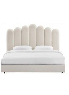 Wooden Twist Wooden Twist Keline Velvet Upholstery Rectangular Bed (Queen Size)  - Image 2