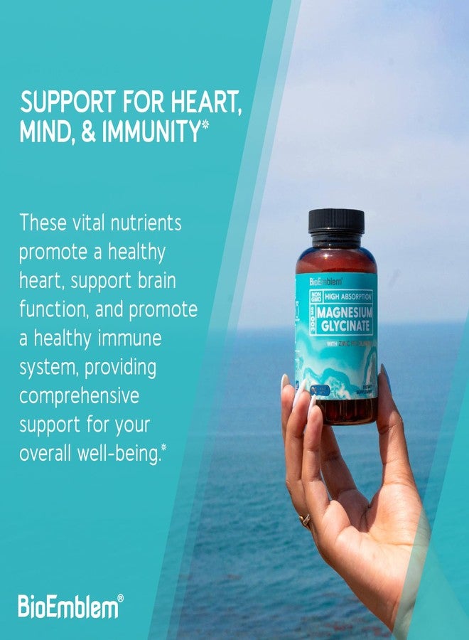BioEmblem Magnesium Glycinate with Zinc - 300mg Chelated Magnesium Supplement - High Absorption Vegan Non-GMO 2-in-1 Complex - Immune Support, Muscles, Nerves - 90 Capsules - Image 5