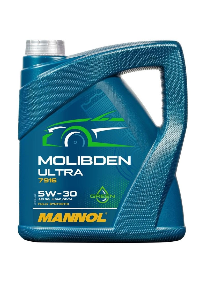 MANNOL 7916 (4L) MOLIBDEN ULTRA SAE 5W-30 API SQ ILSAC GF-7A FULLY SYNTHETIC ENGINE OIL FOR PETROL AND DIESEL CARS(4L) - Image 1