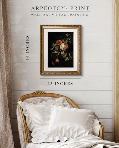 ARPEOTCY Vintage Gold Framed Wall Art 13x16 Inch Floral Rose Retro Picture Paintings Antique Canvas Artwork Victorian Picture Photo Frame Wall Decor for Gallery Bathroom Bedroom - Image 3