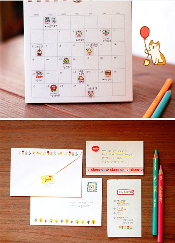 ALIMITOPIA Scrapbook Sticker,12 Sheets Kawaii Cartoon Cat Charactor DIY Transparent Decorative Paster Ornament Mark - Image 5