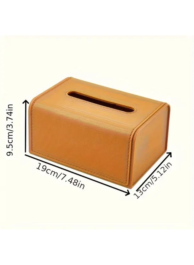 2 Pcs Gray Faux Leather Plastic Tissue Box With Elegant Texture Design Functional Home Decor For Living Room Coffee Table - Image 3