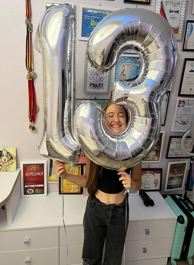 بالون فضي مقاس 40 بوصة من IWERP على شكل الرقم 1، زينة عيد ميلاد للأطفال من الجنسين، بالون عملاق واحد على شكل الرقم 1 - Image 4