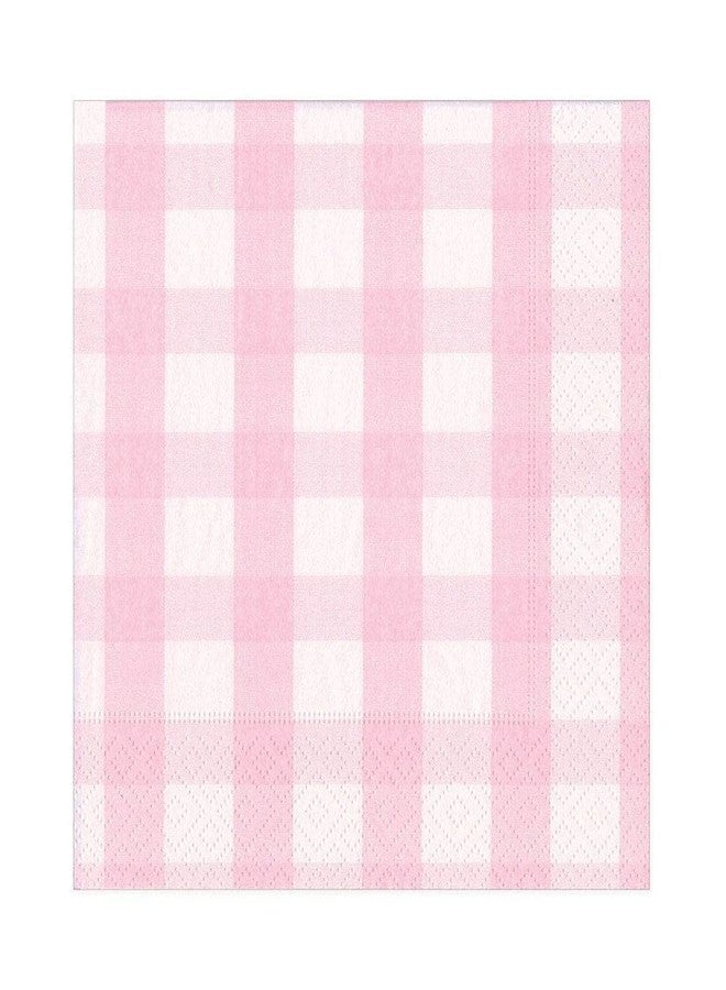 Caspari Gingham Paper Luncheon Napkins in Pink, Two Packs of 20 - Image 1
