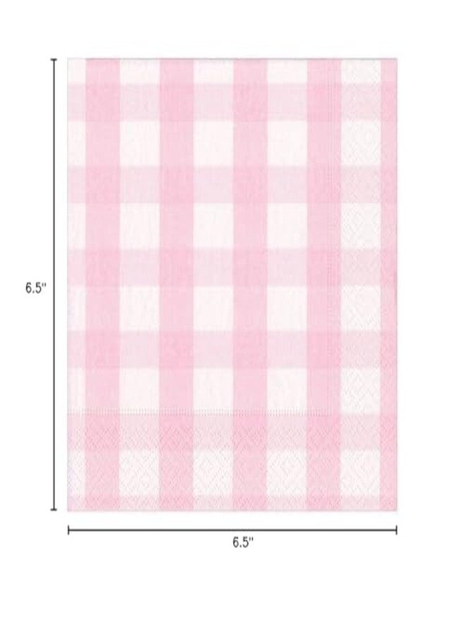 Caspari Gingham Paper Luncheon Napkins in Pink, Two Packs of 20 - Image 2