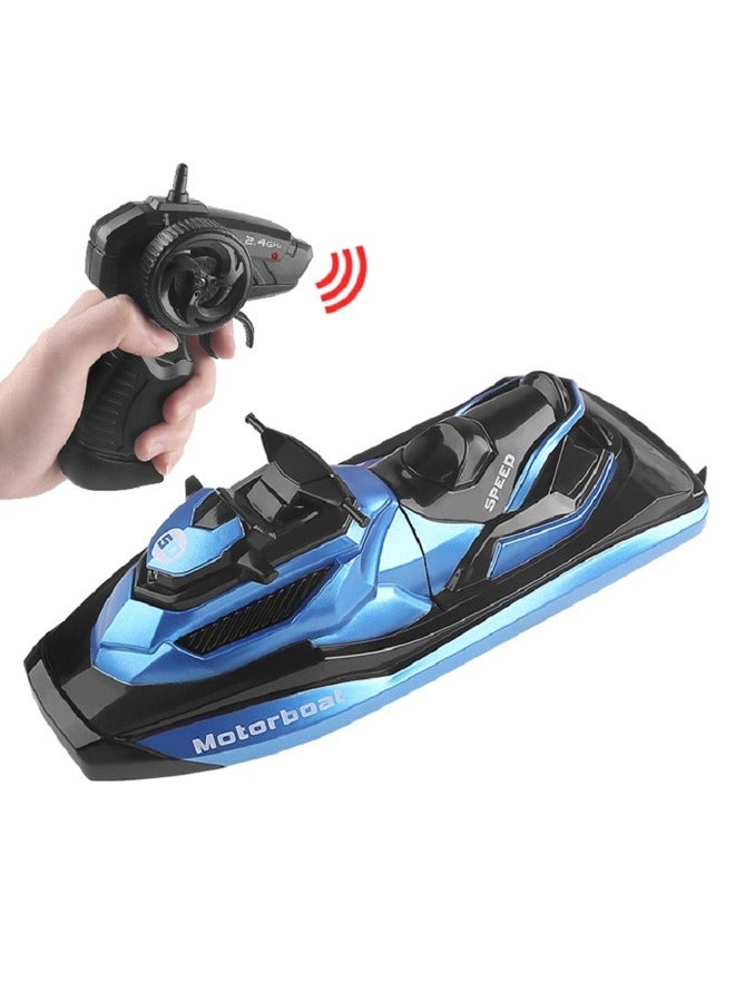 Remote Control Boat for Kids, 2.4G Remote Controlled High Speed Speed Boat Kids Rc Boat Water Toys for Pools and Lakes (Blue) - Image 1