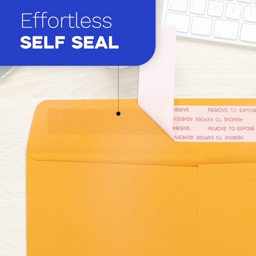 Goefun Manilla Envelopes 9x12 Self Seal 100 PCS, Goefun Brown Kraft Large Envelopes 9x12 Letter Size for Mailing - 100GSM Paper - Image 2