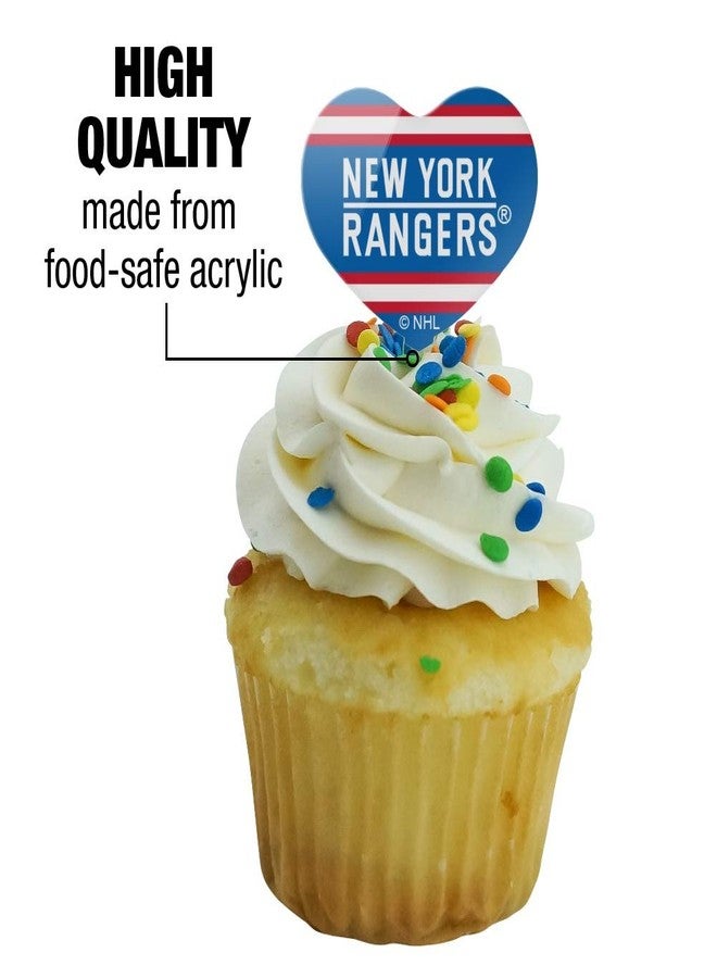 GRAPHICS & MORE NHL New York Rangers Logo Heart Love Cupcake Picks Toppers Decoration Set of 6 - Image 3
