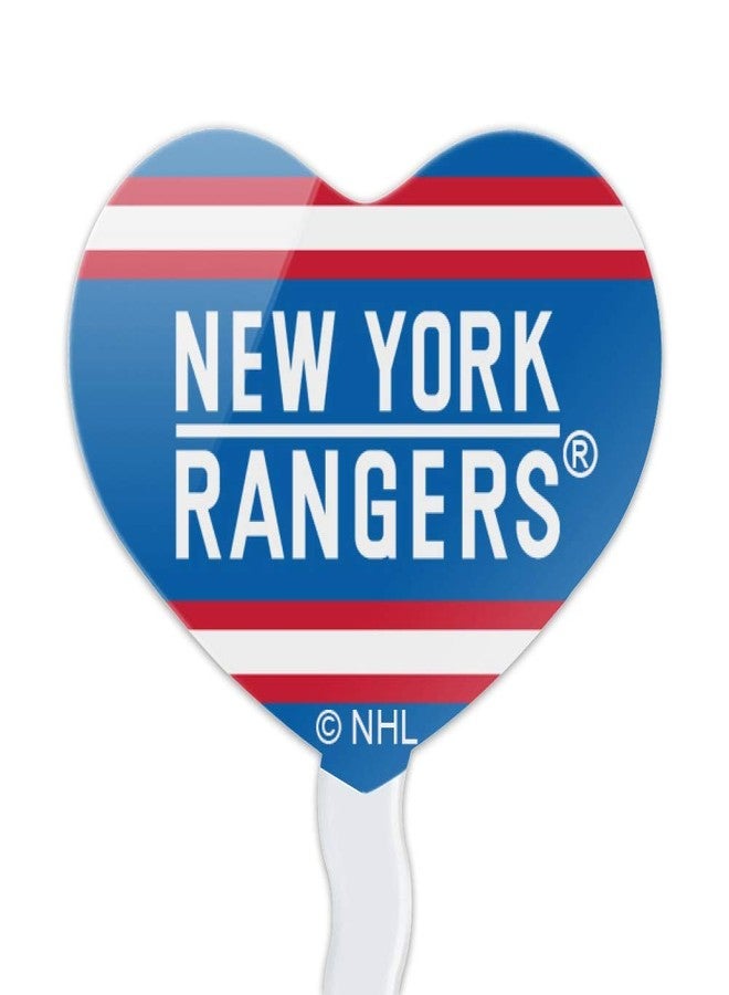 GRAPHICS & MORE NHL New York Rangers Logo Heart Love Cupcake Picks Toppers Decoration Set of 6 - Image 2