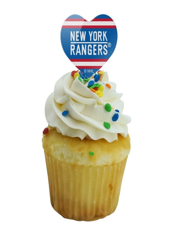 GRAPHICS & MORE NHL New York Rangers Logo Heart Love Cupcake Picks Toppers Decoration Set of 6 - Image 5