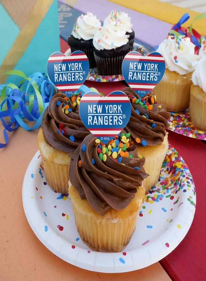GRAPHICS & MORE NHL New York Rangers Logo Heart Love Cupcake Picks Toppers Decoration Set of 6 - Image 4