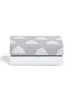 Snuz Pack of 2 Pod Moses Basket/Pram Fitted Sheet Fits Both Moses Basket And Pram, Long - Lasting Quality, Infant And Baby Toddler/ Kids, Patterncloud Nine, Fitted Sheet Size - 35X75Cm  - Image 2