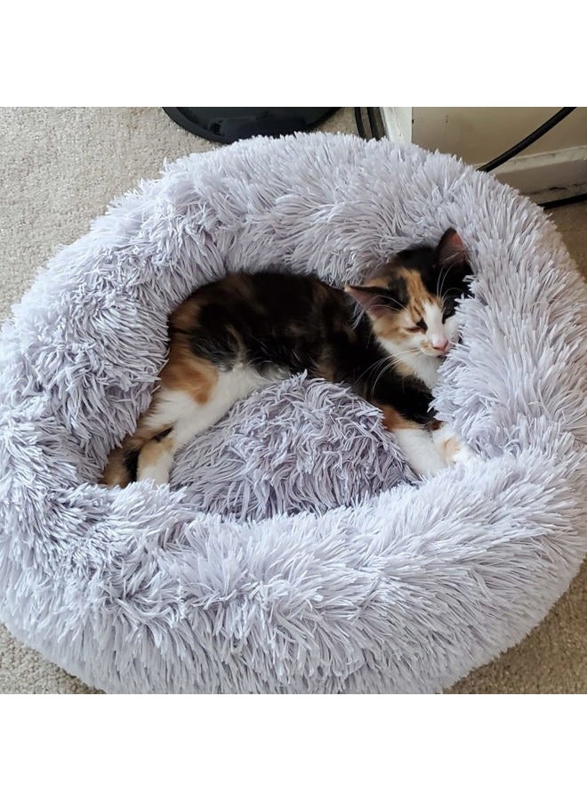 nononfish Calming Dog Bed for Small Dogs Round Fluffy Self Warming Pet BedGray Donut Cuddler pet Bed for PuppiesXS Dog Bed Washable. - Image 4