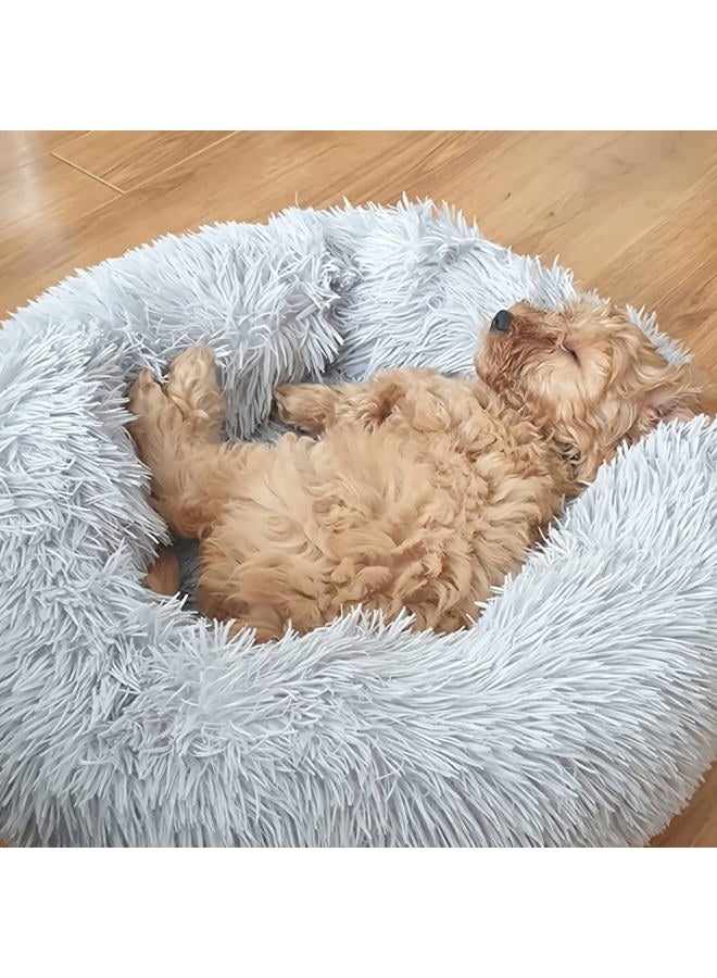 nononfish Calming Dog Bed for Small Dogs Round Fluffy Self Warming Pet BedGray Donut Cuddler pet Bed for PuppiesXS Dog Bed Washable. - Image 5