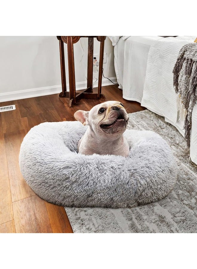 nononfish Calming Dog Bed for Small Dogs Round Fluffy Self Warming Pet BedGray Donut Cuddler pet Bed for PuppiesXS Dog Bed Washable. - Image 3