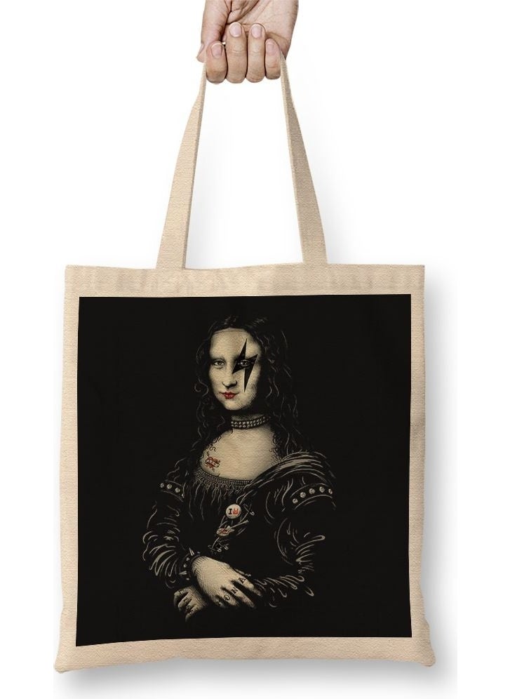 Baskı Dükkanı - Print Shop Mona Lisa Tote Bag Long Handle - Image 1
