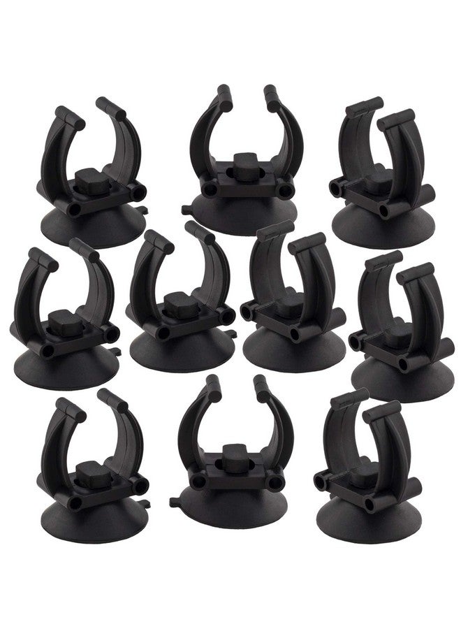 OIIKI 10 PCS Aquarium Heater Suction Cups with Clips, Air Hose Tube Holders Clamps for Fish Tank (Black) - Image 1