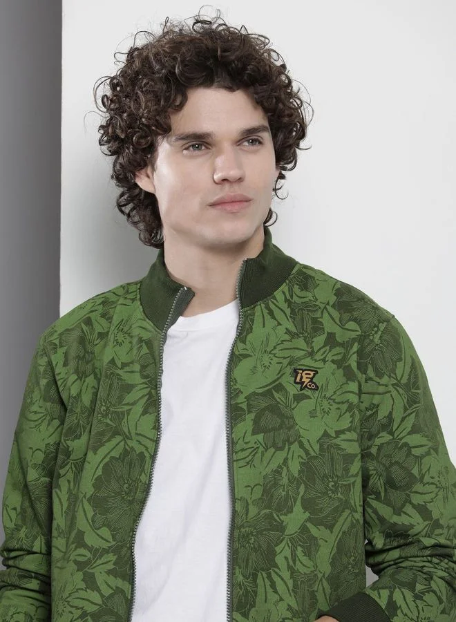The Indian Garage Co Men Regular Fit Tropical High Neck Full Sleeves Sweatshirt