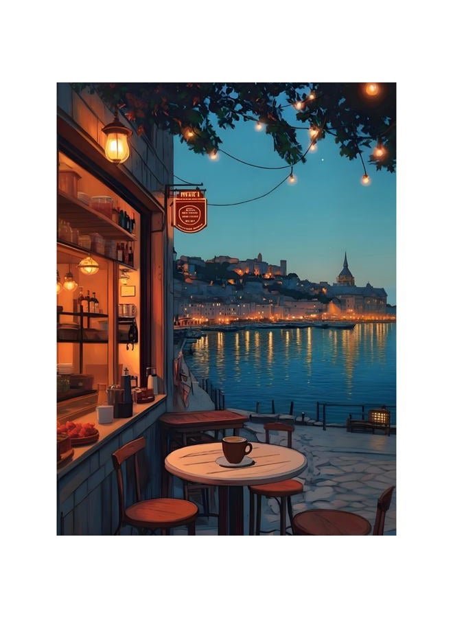 Camocin Diamond Art Kits for Adults Coffee, 5D City Landscape Diamond Painting Kits for Adults Beginners, DIY Street Full Round Dots Drill Gem Art Kit for Gift Home Wall Decor 12 x 16 Inch - Image 1