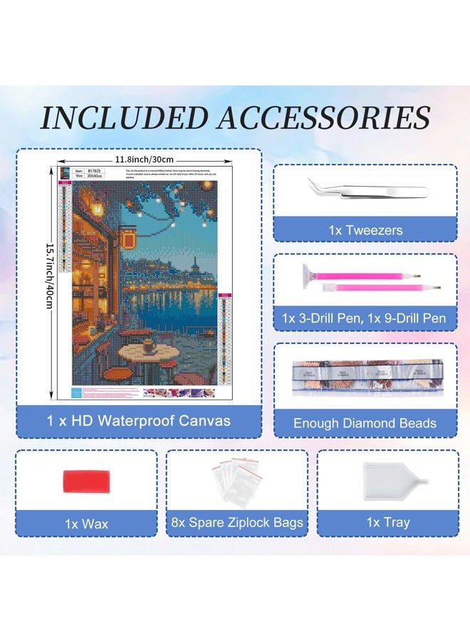 Camocin Diamond Art Kits for Adults Coffee, 5D City Landscape Diamond Painting Kits for Adults Beginners, DIY Street Full Round Dots Drill Gem Art Kit for Gift Home Wall Decor 12 x 16 Inch - Image 4