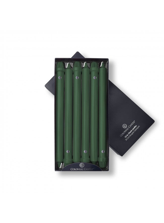 Colonial Candle Unscented Taper Candle, Classic Collection, Evergreen, 12 in, Pack of 12 - Up to 10 Hours Burn - Image 1