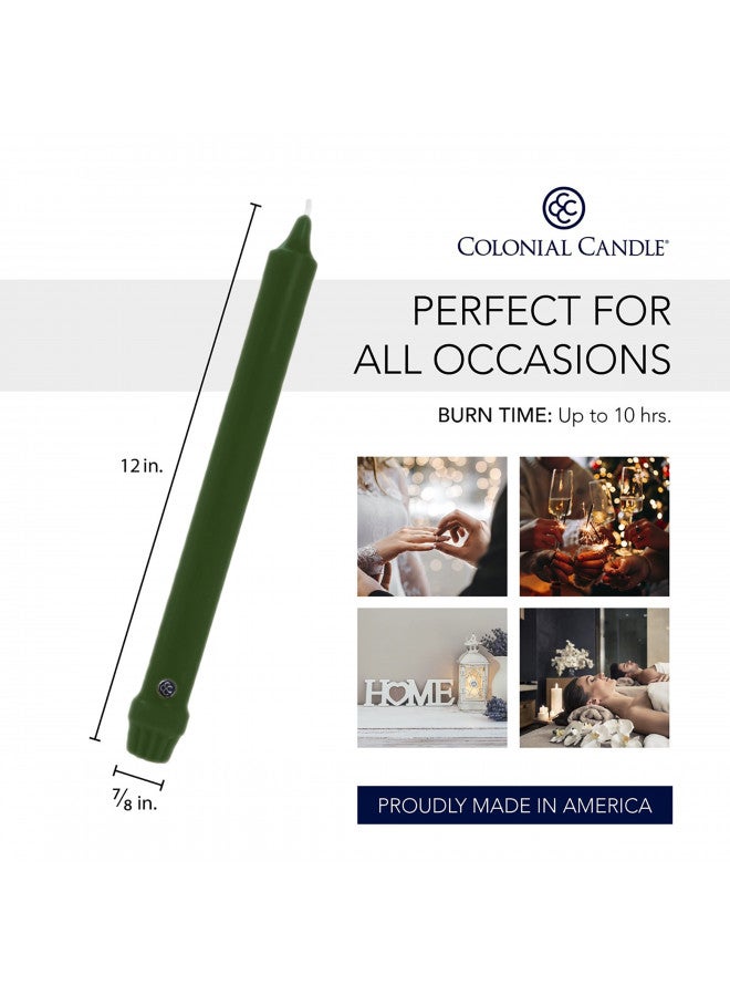 Colonial Candle Unscented Taper Candle, Classic Collection, Evergreen, 12 in, Pack of 12 - Up to 10 Hours Burn - Image 2