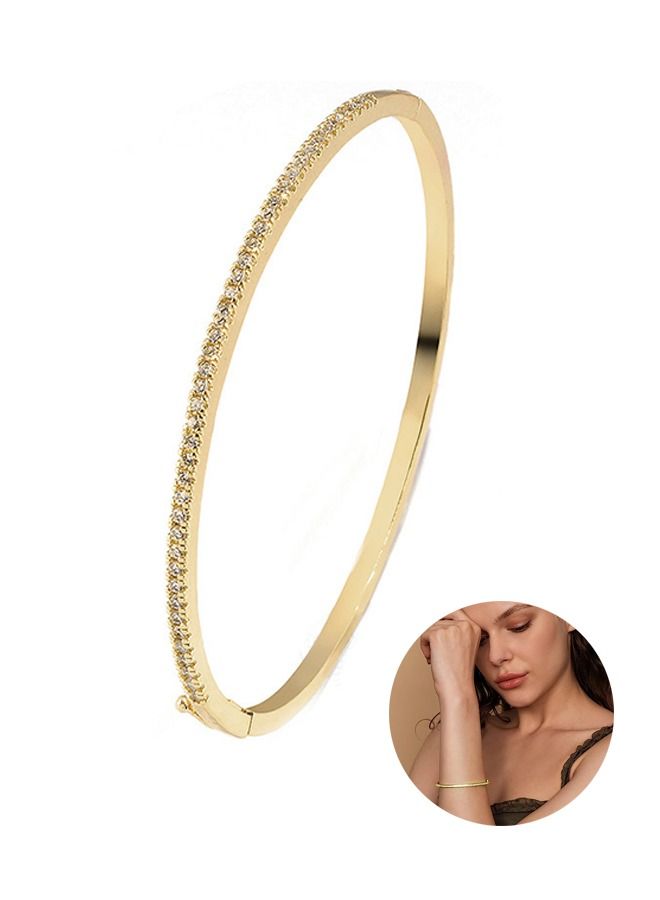 مكعّب Zirconia مطلي بالذهب أساسات، مبهر قابل للضبط مشابك عصا التنس للنساء، أساسات دائرية (ذهبي) - Image 1