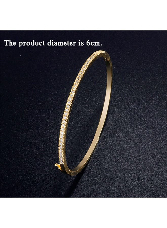 مكعّب Zirconia مطلي بالذهب أساسات، مبهر قابل للضبط مشابك عصا التنس للنساء، أساسات دائرية (ذهبي) - Image 2