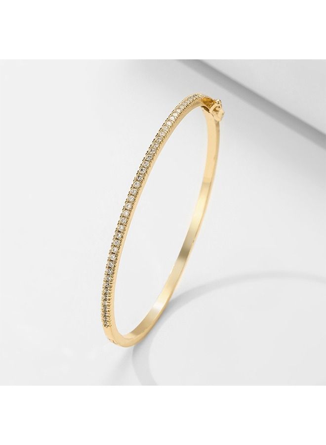 مكعّب Zirconia مطلي بالذهب أساسات، مبهر قابل للضبط مشابك عصا التنس للنساء، أساسات دائرية (ذهبي) - Image 5