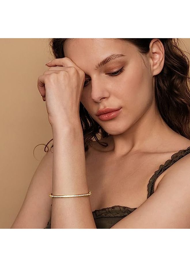 مكعّب Zirconia مطلي بالذهب أساسات، مبهر قابل للضبط مشابك عصا التنس للنساء، أساسات دائرية (ذهبي) - Image 3