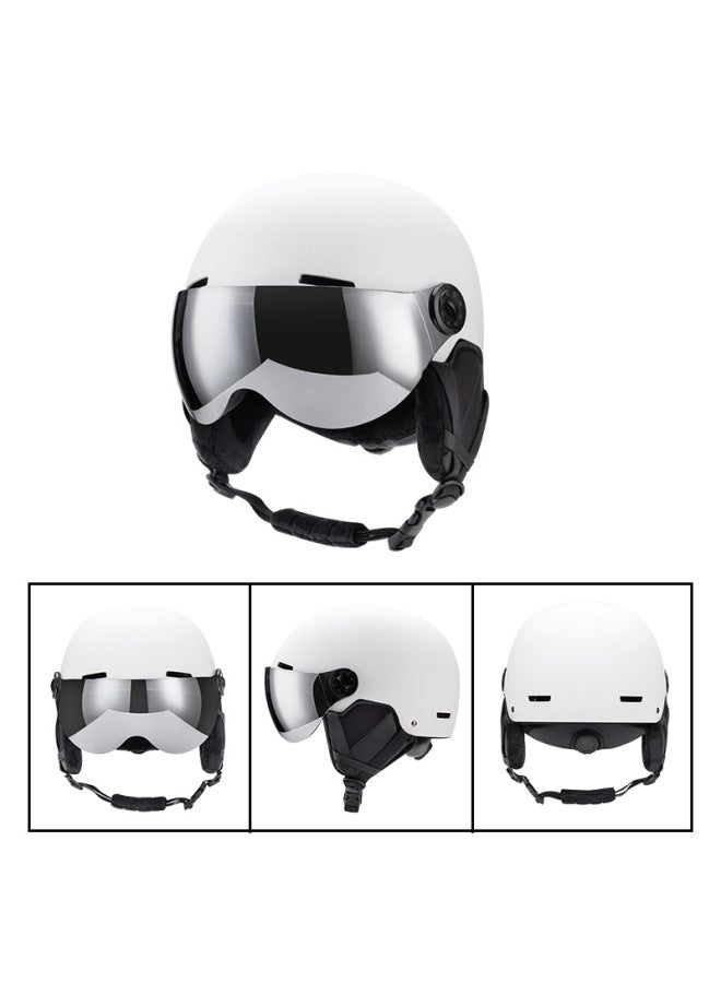 White New Outdoor Sports Ski Helmet Snow Goggles Men's And Women's Ski Skating Snow Helmet Veneer Warm And Safe