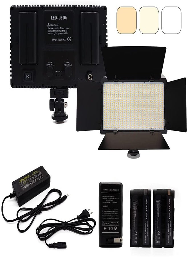 PADOM - Padom 600 LED light video light kit , rechargeable and plug-powered camera video light, 3200K-5600K camera video light， rechargeable and plug-powered video conference live light LED LIGHT - Image 1