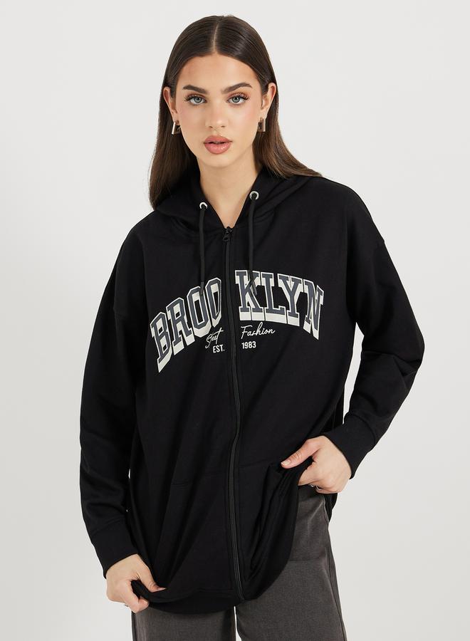 Styli Oversized Longline Zip Through Hoodie - Image 1