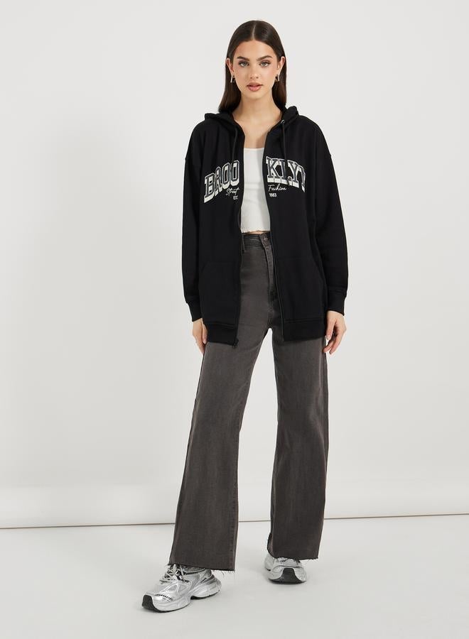 Styli Oversized Longline Zip Through Hoodie - Image 2
